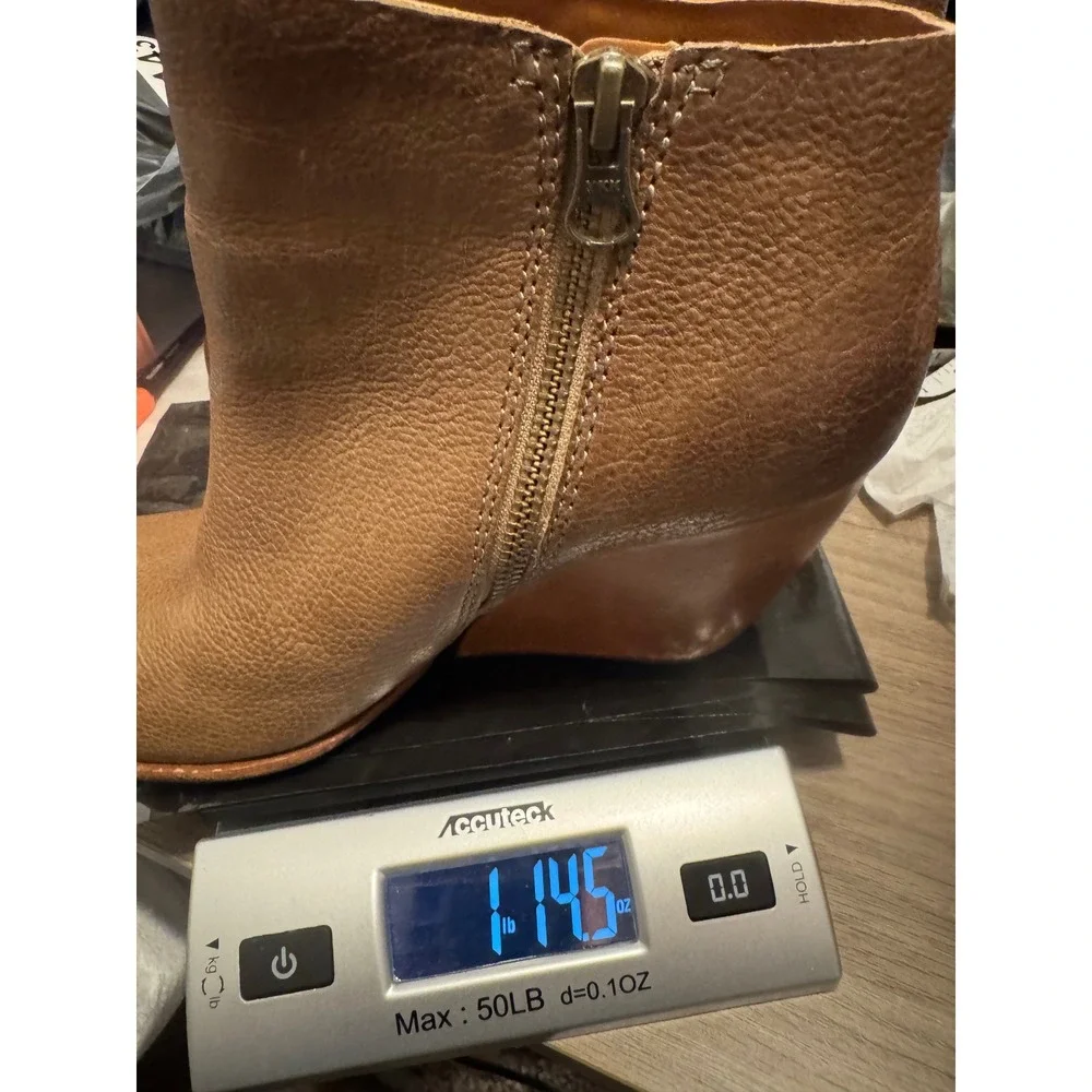 Kork-Ease Natalya Womens Brown Leather Wedge Ankle Boots Booties Size 7/38‎